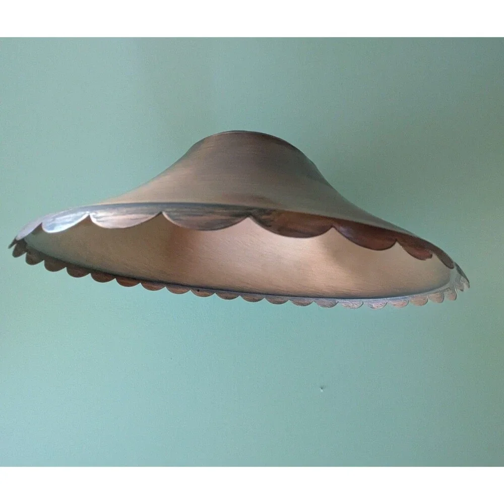 VTG Chandelier Copper Light Shade Pendant Vintage Parts Scalloped Edge MCM